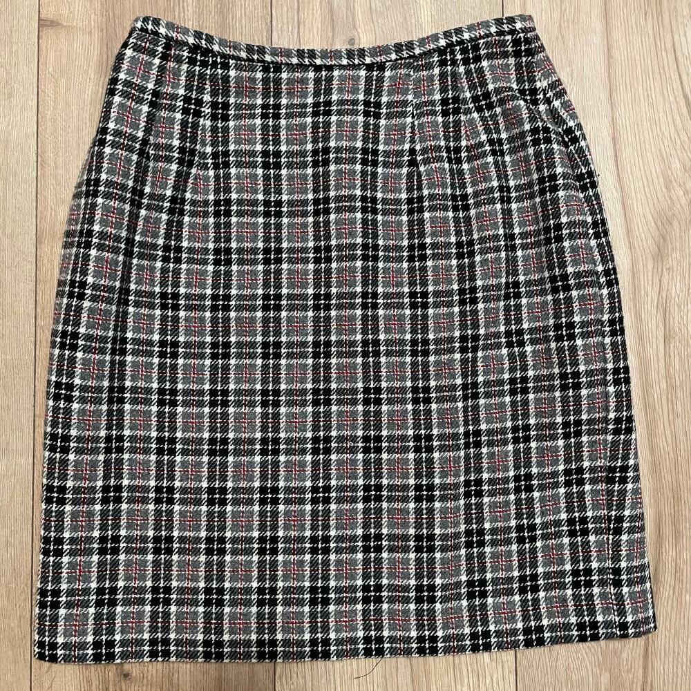 Vintage Easy Pieces New York Plaid Skirt Size 6 Wool Blend Business Casual